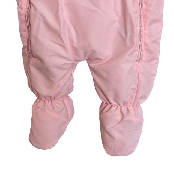 Okie Dokie Snowsuit Pink Fleece Lined Footed With Mittens Size 3-6 Mos. Bunting - Picture 6 of 11